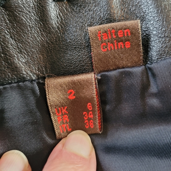 Vintage Y2K Danier black leather and suede asymmetrical midi skirt size 2 - Picture 13 of 15